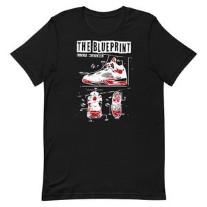 Shirt to Match Jordan Retro 5 Fire Red - Sneaker Blueprint Graphic Tee