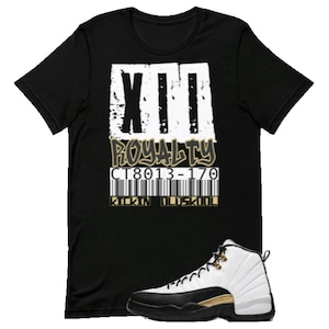 Shirt to Match Jordan 12 Retro Royalty - XII Graffiti Sneakerhead Barcode Graphic Tee