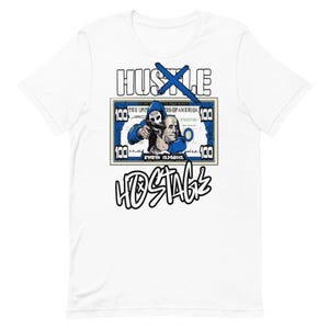 Shirt to Match Jordan 4 Retro Military Blue - Hustle Hostage Graphic Sneaker Tee