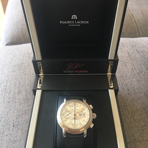 Maurice LaCroix Masterpiece 18 Ct Gold Roger Federer Watch.