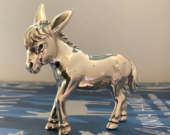 Gorgeous Sterling Silver Donkey by Saturno, Extremely Rare in Plain Solid Silver, Fully Hallmarked