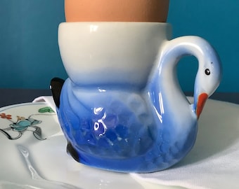 Vintage 1930s Blue Swan Egg Cup, Very Rare Collectable Novelty Egg Cup - Lovely Small Gift for Vintage Collectors