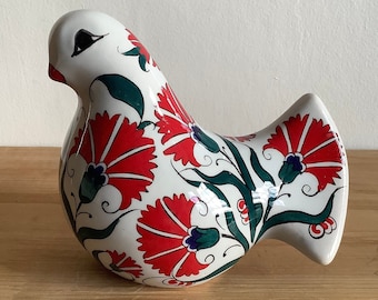 Delightful Iznik Bird Figurine, Dove of Peace, Studio Pottery, Hand Crafted and Signed, Lovely Turkish Folk Art, Excellent Condition