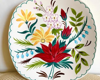 60s Midwinter Stylecraft Bella Vista Square Plate, Vintage Floral Cake or Dinner Plate, Mid Century Colourful Decor, Retro Kitchen Home Gift
