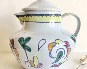 Mid Century Buchan Stoneware Large Teapot, Vibrant Sutherland Design, Vintage Scottish Studio Pottery from Portobello Edinburgh, Lovely Gift