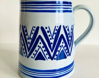 Vintage Buchan Scottish Studio Pottery Tankard, Lovely Geometric Mid Century Design, Rare Buchan Pattern