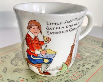 1920s Nursery Rhyme Child’s Cup, Antique Toy Tea Cup, Little Jack Horner Children’s Illustration, Lovely Vintage Gift