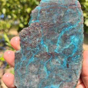 Sonoran Chrysocolla Slab | Unpolished Chrysocolla and Malachite in Quartz , Sonora, Mexico, US Seller and US Shipping!!