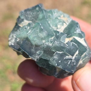 Fluorite - UV-Reactive Cubic Fluorite From Madagascar with stand, See Video US Seller and Fast Shipping.