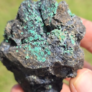 Planet Mine Chrysocolla Malachite Specimen: Botryoidal Mineral Display with Stand