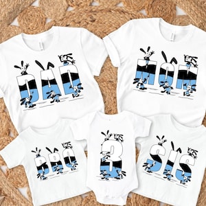 Design personnalisé de t-shirt familial avec un lapin porte-bonheur, vacances en famille, anniversaire assorti pour tout-petits, nom de personnage de la chemise png, cadeau fille garçon