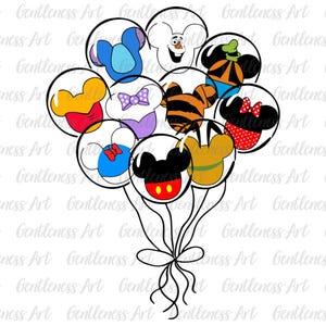 Watercolor Character Balloons PNG SVG, Cute Cartoon Design, Funny Cartoon Kids Shirt Svg, Trendy Cartoon for Holiday T-shirt for cut file