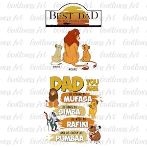 Spersonalizowany projekt koszulki Best Dad, dwustronny projekt koszulki Dad Cartoon Png, wakacje dla taty i dzieci Png, prezent dla ojca, Animal Kingdom Png