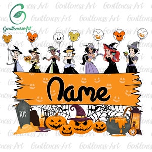 Prénom personnalisé Halloween png, Halloween mignon, princesses effrayantes d'Halloween pour enfants, prénom personnalisé Halloween png, Halloween personnalisé
