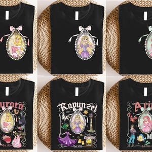 Vintage Watercolor Princess Squad Coquette  Magical Mirror Bow Png Bundle, Princess Trip, Girls Trip, Princess Characters Baby Girlies Png