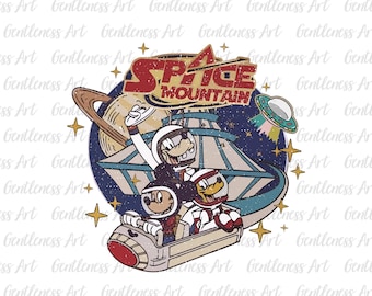 Mouse And Friends Space Png, 90's Space Mountain Png, Magic Kingdom Png, Astronaut Neon Png, Family Trip Png, Family Vacation Png