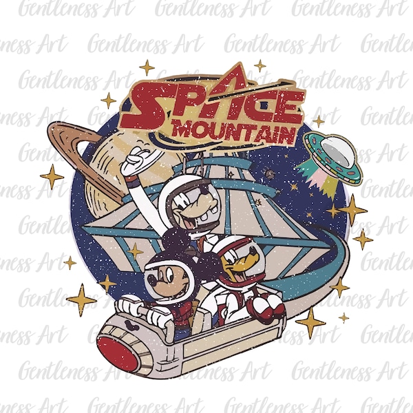 Mouse And Friends Space Png, 90's Space Mountain Png, Magic Kingdom Png, Astronaut Neon Png, Family Trip Png, Family Vacation Png