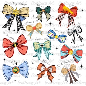 Cartoon Characters Coquette Magical Bows Png, Cartoon Kids Shirt Design, Movie Bows, Cartoon Squad,  Princess Bow Coquette Tshirt Png