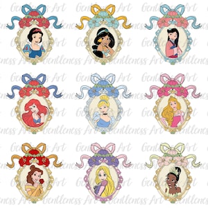 Vintage Aquarell Prinzessin Squad Coquette Magischer Spiegel Bogen Png, Prinzessin Trip, Mädchen Reise, Prinzessin Charaktere Baby Girlies Png