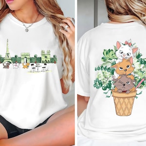 Two-Sided Cat Character Cartoon Coquette Shirt Png Bundle, Movie Family Matching Tee Png, Magical Castle, Animal kingdom, Movie Holiday Png