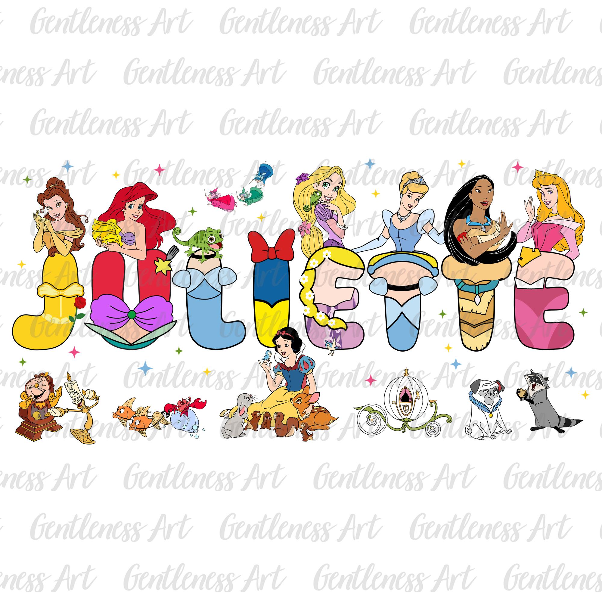 Custom Name Princess Clipart, Princess Gift, Png for Kids Toddler