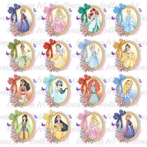 15+ Vintage Watercolor Princess Squad Coquette Magical Mirror Png Bundle, Princess Trip, Girls Trip, Princess Characters Baby Girlies Png