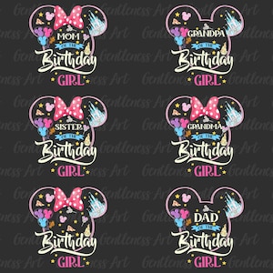 Mouse Birthday Girl Png Bundle, Happy Birthday, Family Vacation Png, Vacay Mode, Kids Birthday Gift, Family Matching Birthday Girl Shirt Png