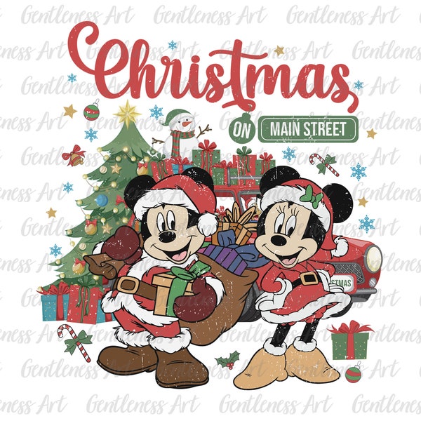 Retro Merry Christmas Png, Christmas On The Main Street, Christmas Mouse Couple, Christmas Squad Png, Christmas Friends, Holiday Season Png