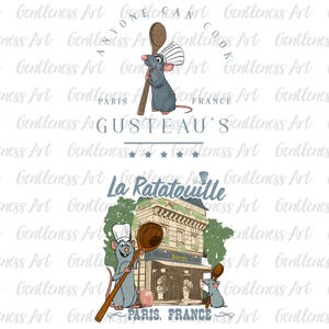 Chemise rat dessin animé recto-verso Png, chemise chef rétro Paris et France Png, souris chef cuisine png, sublimation petit chef, conception de chemise culinaire