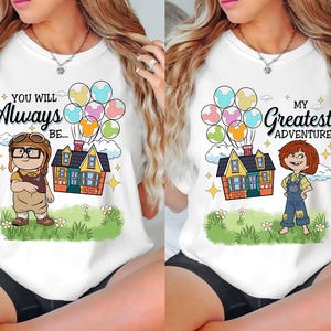 Greatest Adventure T-shirt png, shirt voor hem en haar shirt shirtontwerp png, vrouw en echtgenoot png, verjaardagscadeau voor stel, ballonhuis png