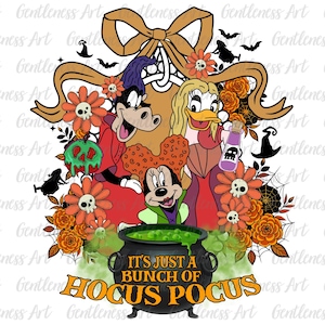 It&#39;s Just a Bunch of Witches Png, Coquette Bow Png, Mouse and Friends Halloween, Vintage Halloween Witch, Spooky Season, Digital Downlaod