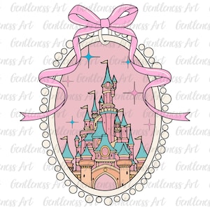 Camisa con lazo de princesa retro con castillo mágico PNG, viaje familiar PNG, niñas bebés PNG, castillo de princesa coqueta PNG, viaje de niñas, viaje de princesa
