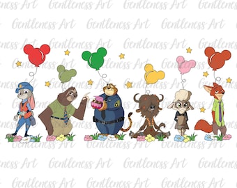 Funny Characters Squad Png for Shirts, Magic Balloons ClipArt, Mouse Balloons Png, Family Vacation Design Png for T-shirt, Digital Download