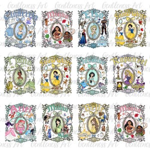 10+Vintage Watercolor Princess Squad Coquette  Magical Mirror Bow Png, Princess Trip, Girls Trip, Princess Characters Baby Girlies Png