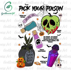 Vintage Retro Pick Your Poison Halloween Png, Villain Cartoon Png, Spooky Vibes Png, Halloween Villain Png