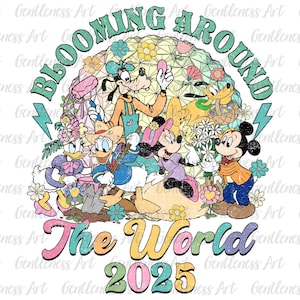 Maus und Freunde - Blühen auf der ganzen Welt Shirt Png, Retro Freizeitpark für Urlaub, Blumengarten Festival 2025, Florida Tour Shirt Png