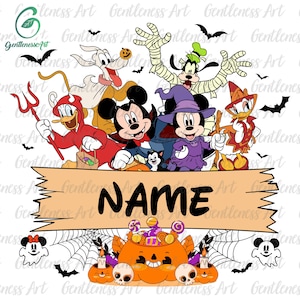 Personalized Name Halloween Png, Kid Name Halloween Png, Cute Halloween Png, Mouse And Friends Halloween, Custom Kids Name Png