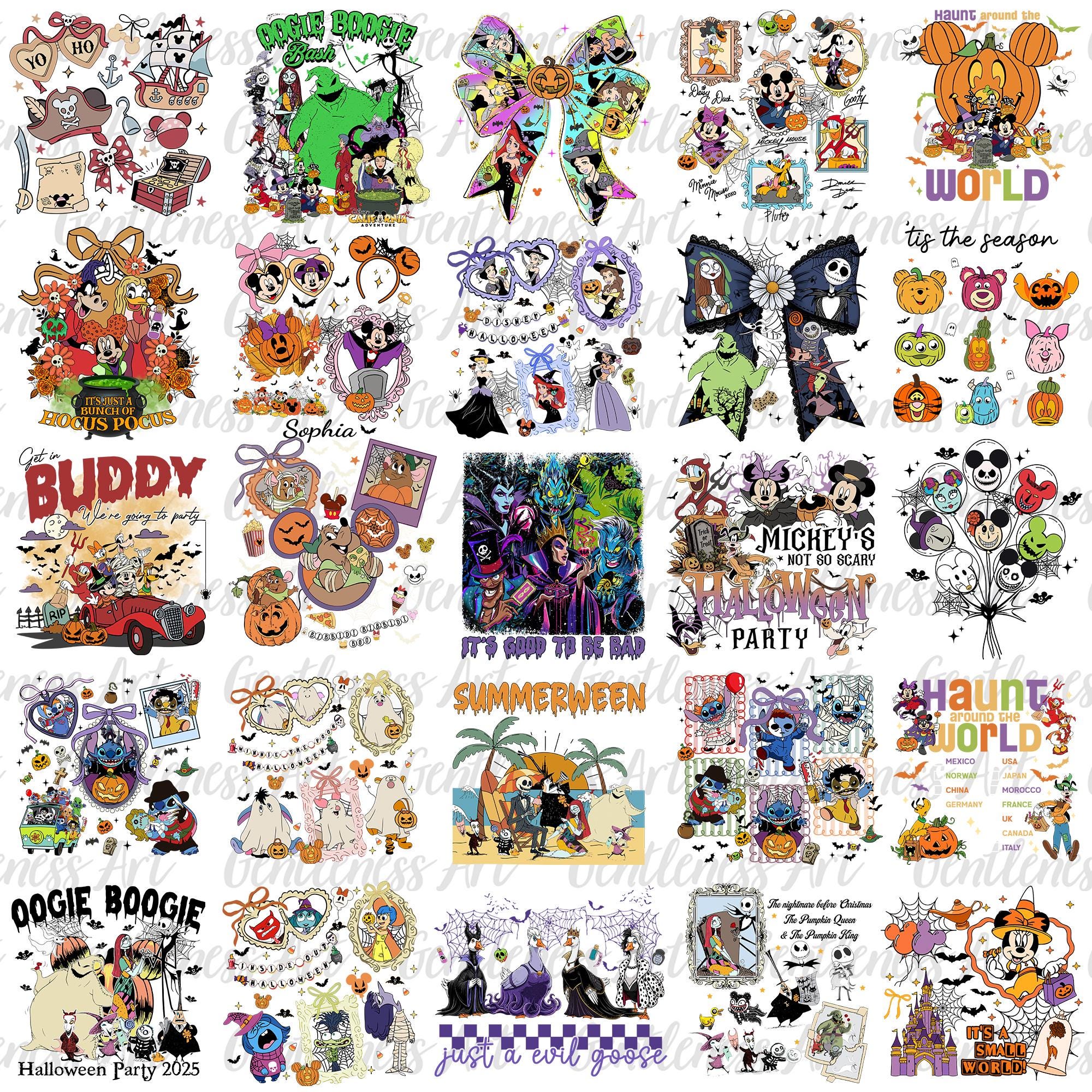 20+ Cartoon Characters Halloween PNG BUNDLE, Halloween Villain Png, Mouse Pumpkin Png, Trendy Summerween Png, Digital Download