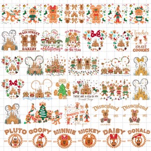 Bundle biscuits joyeux Noël 2025 PNG Svg, Souris de Noël et ses amis, Pain d'épice de souris, Château de pain d'épice, Mode Voccay, Royaume magique