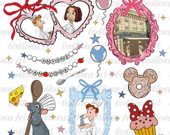 Cartoon Coquette Heart Mirror with Bow Png, Cartoon Rat Shirt Png,  Family Vacation Png, Mouse Snacking, Chef Png,  Culinary Shirt Design