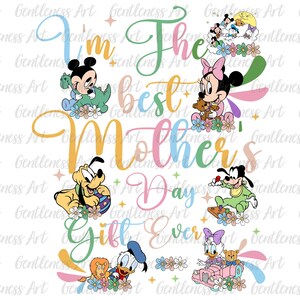 Soy el mejor regalo del día de la madre, camiseta PNG, regalo de bebé ratón y amigos para madre PNG, feliz día de la madre, vacaciones familiares, mamá a juego