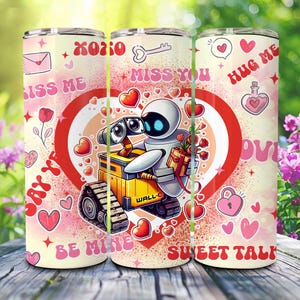 Glücklicher Valentinstag 20 Unzen Becher Wrap, Paar 20 Unzen Becher, Roboterpaar immer und für immer Becher 20 Unzen Png, trendiger Valentinstag 2025 Png