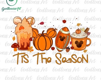 Tis The Season Png, Fall Design, Thanksgiving Png, Pumpkin Spice Png, Mouse Pumpkin Png, Football Png, Hello Autumn Png