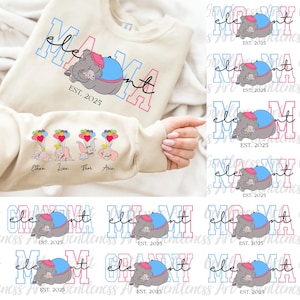 Custom Mama Est.2025 Png, Mama With Kid Name on Sleeve Design, Personalized Mom Png, Cartoon Mom Character, Mother's Day Png, Gift For Mom