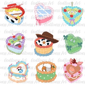 Vintage Cowboy Heart Cake Clipart Png, Brinquedos de desenho animado fofos para crianças, Bolo de aniversário de menino e menina Cottagecore Sublimação, Pastel Toddler Birthday