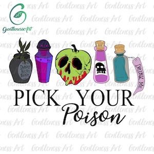 Retro Pick Your Poison Halloween Svg, Villain Cartoon Svg, Spooky Vibes Svg, Halloween Villain Svg