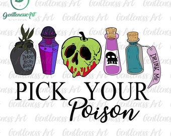 Retro Pick Your Poison Halloween Svg, Villain Cartoon Svg, Spooky Vibes Svg, Halloween Villain Svg