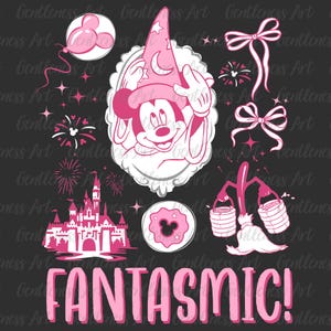 Pink Sorcerer Png, Mouse Magic Wizard Png, Hollywood Magic Castle Balloon Firework Png, Birthday Gift Kids Toddler Png, Magic Show Png