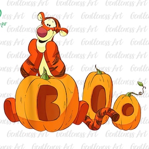 Schattige tijgerpompoen boo Halloween png, Trick or Treat png, spooky vibes png, boo png, vakantieseizoen png