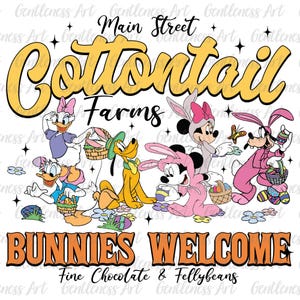 Shirt Main Street Cottontail Farms png, muis en vrienden fijne paasdag png, konijntjes welkom, konijntje, paasshirt voor kinderen png